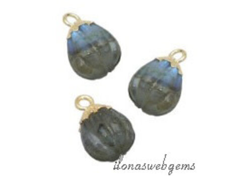 Vermeil Labradorite pendant round facet approx. 9x6mm