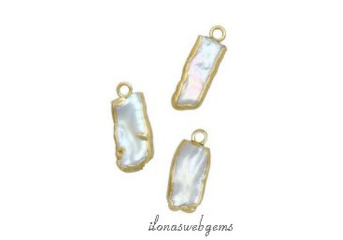 Minimalist 18 krt Freshwater pearl pendant peg about 16x7x3mm