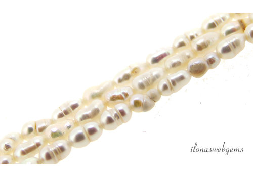 Mini rice pearls freshwater approx. 6x3.5mm