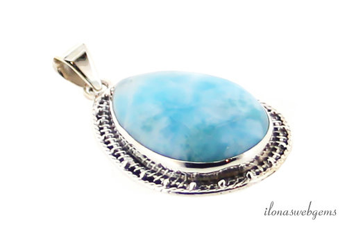Sterling silver Larimar pendant approx. 36x24x7mm