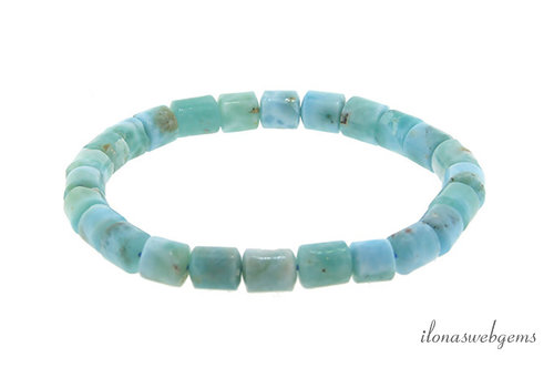Larimar beaded bracelet cylinder about 8x7mm A quality