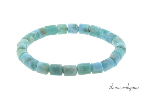 Larimar armband kralen A kwaliteit cilinder ca. 9x7mm