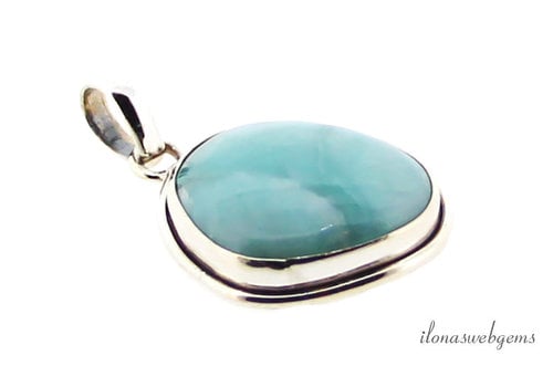 Sterling silver Larimar pendant about 32x23x7mm