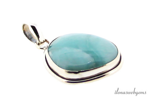 Sterling zilveren Larimar hanger ca. 32x23x7mm