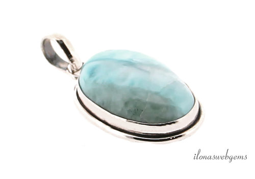Sterling zilveren Larimar hanger ca. 34x19x9mm
