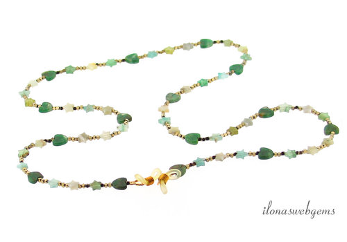 Inspiratie: Brillenkoord met Groene Jade en Amazoniet hart en ster