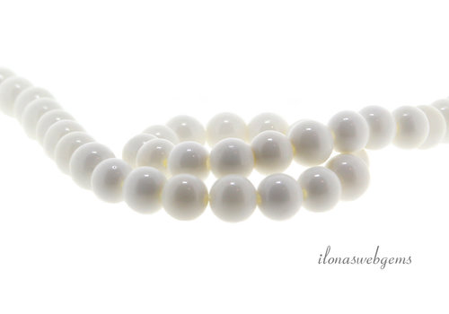 Shell beads white around 8mm