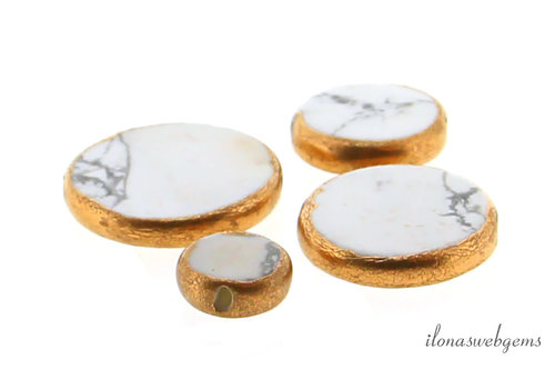 Howlite coin gold plated approx. 16.5x3mm