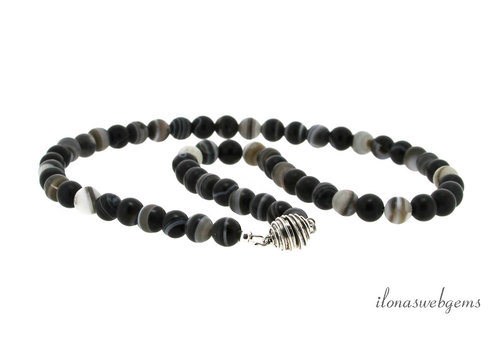 Inspiratie: Collier zwarte StreepAgaat met Sterling zilveren Balinees magneetslot