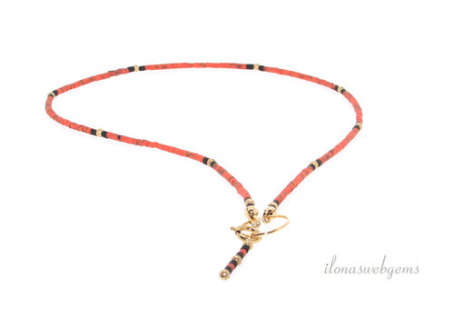 Inspiration: Necklace Tibetan Howlite Beads Coral Onyx with Gold Filled Spacers