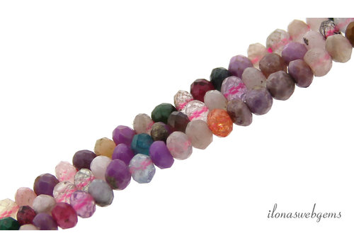 Gemstone mix beads faceted roundel about 3x2mm