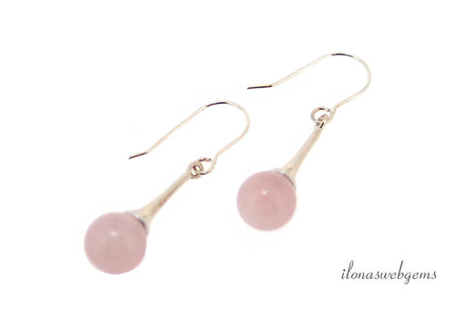 Sterling silver earwires Bail with Rose Quartz