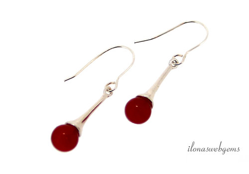 Sterling silver earwires Bail with Carnelian