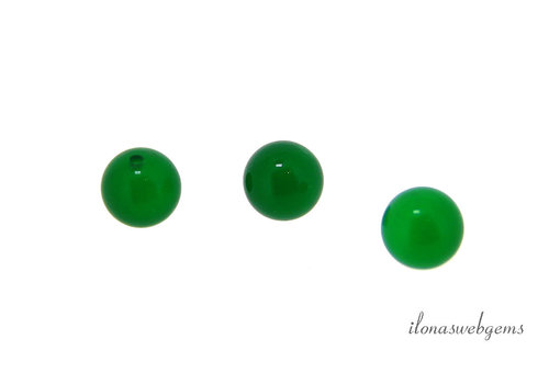 1x Grüne Onyxperle rund ca. 4mm - halb gelocht
