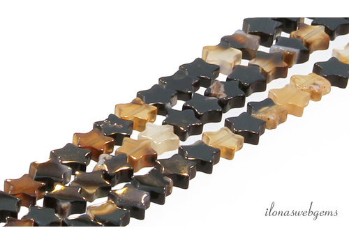 Streep Agaat kralen ster ca. 6mm