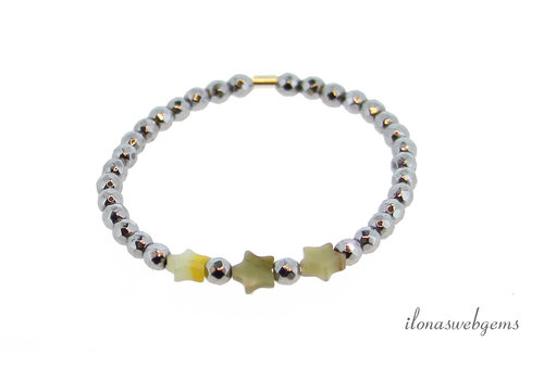 Inspiration: Silver Hematite bracelet with Amazonite star