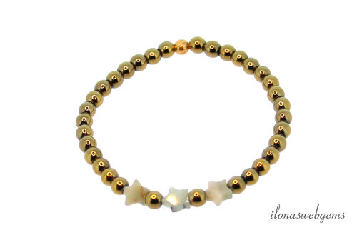 Inspiration: Gold Hematite bracelet with Amazonite star