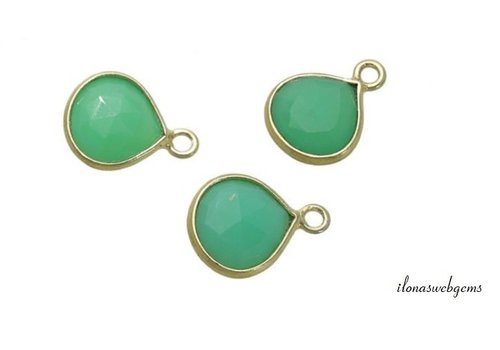 Vermeil Chrysopraas hanger druppeltje ca. 12x8x3.5mm