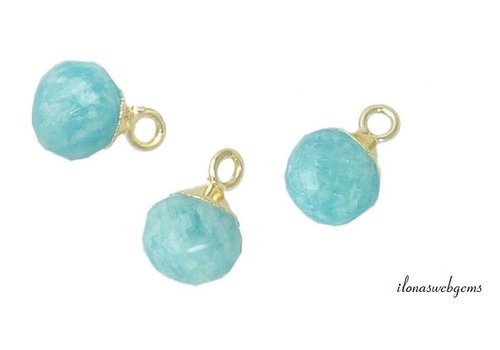 Minimalist 18 krt Vermeil Amazonite pendant round facet approx. 10x7mm