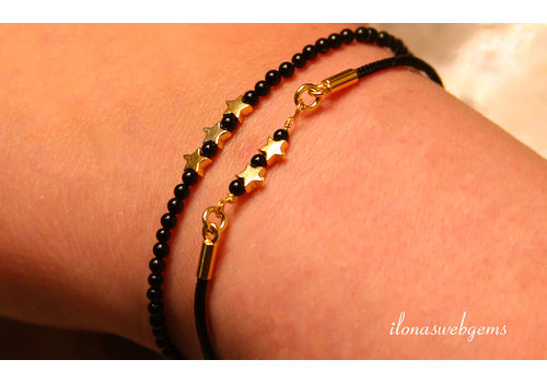 Gold Filled bracelet onyx with Vermeil star