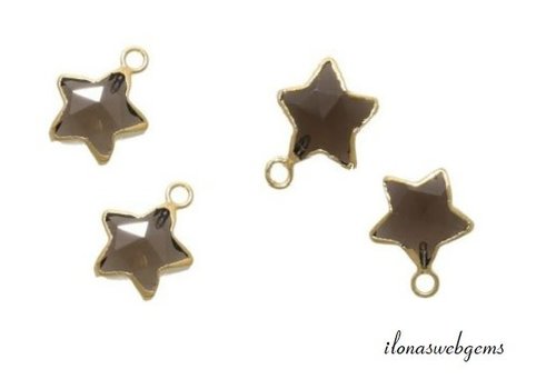 Minimalist Vermeil Smoky Quartz pendant star approx. 13x10x5mm