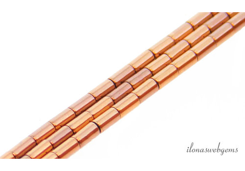 Hematite beads rose gold plated tube beads about 4x2mm