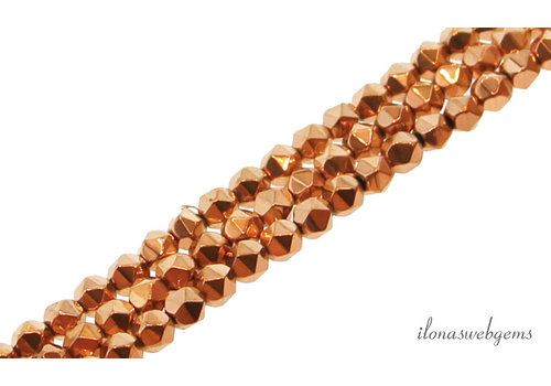 Hematite beads round faceted rose gold plated around 3mm