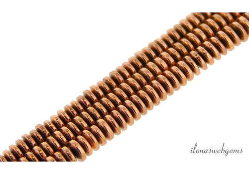 Hematite beads rose gold colored disc approx. 4x1.5mm (glossy)