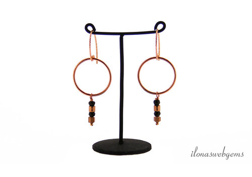 Hematite earwires rose gold with ring