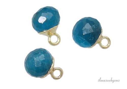 Minimalist 18 krt Vermeil Apatite pendant round facet approx. 9x6mm