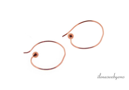 1 paar rosé Vermeil oorhaakjes ca. 19mm