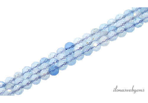 Aquamarine beads round facet about 3.5mm
