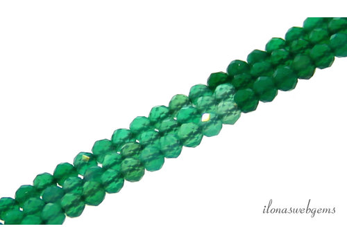 Groene Onyx shaded mini facet rondel ca. 3x1,5mm
