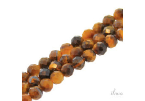 Tiger eye beads round facet about 2mm