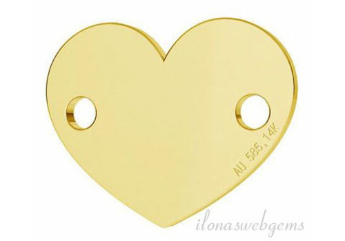 14 krt gouden connector hart ca. 6.5x7mm
