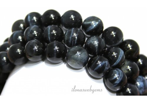 Blauwe Tijgeroog kralen rond ca. 5mm
