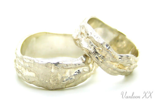 Wedding rings 14 kt white gold