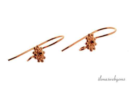 1 paar rosé Vermeil oorhaakjes ca. 22mm