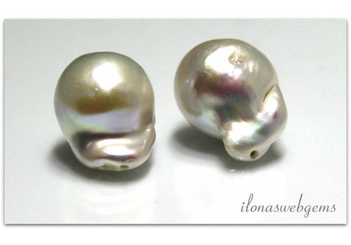 1 pair of Baroque / Baroque pearls approx. 20x14mm AAA quality