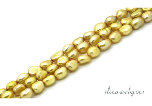 Freshwater pearls mustard gold colored approx. 8x6mm