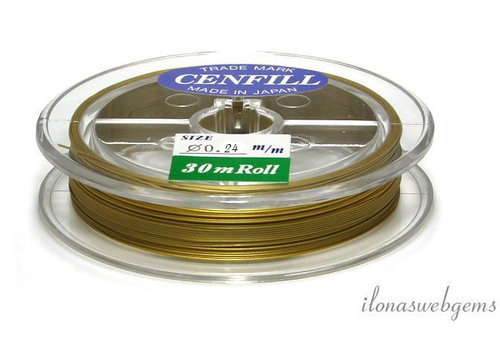 1 meter Cenfill RVS gecoat rijgdraad goud  0.24mm (7 draads)