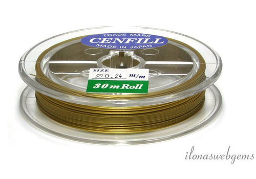 1 meter Cenfill RVS gecoat rijgdraad goudkleur  0.24mm (7 draads)