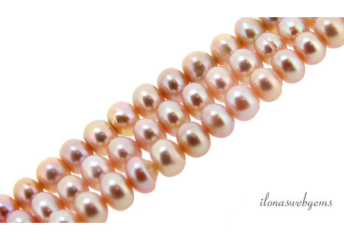 Freshwater pearl roundel salmon approx. 6x4mm