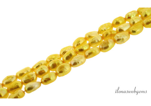 Freshwater pearls yellow about 8x6mm