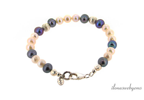 Bracelet Freshwater pearls Peacock Sterling silver (M/F)