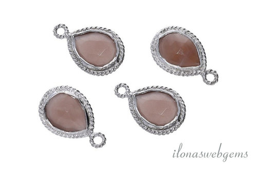 Sterling silver pendant with brown Moonstone facet around 14x9mm