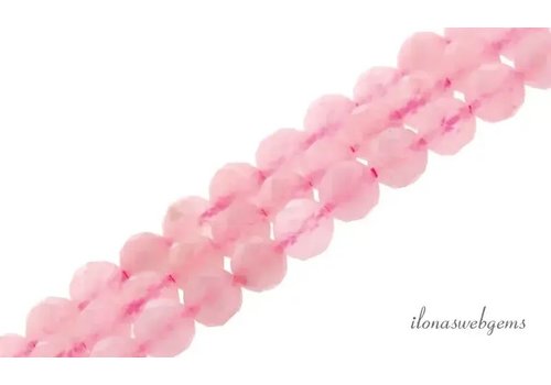 Rose quartz beads round facet approx. 3mm AA quality cut