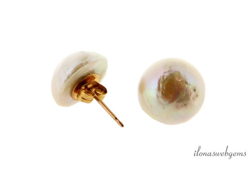 Inspiration: Gold-filled stud earrings with half-drilled Baroque pearl