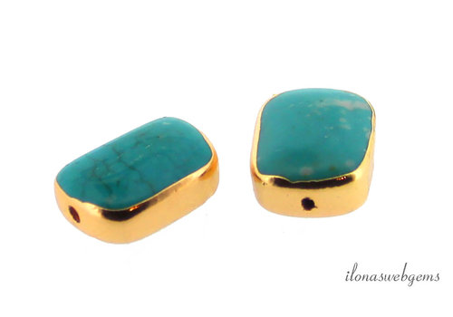 1x Howlite Gold plated bead rectangle approx. 16x12x6mm