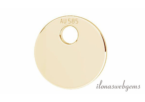 14 karaat gouden labeltje ca. 5mm